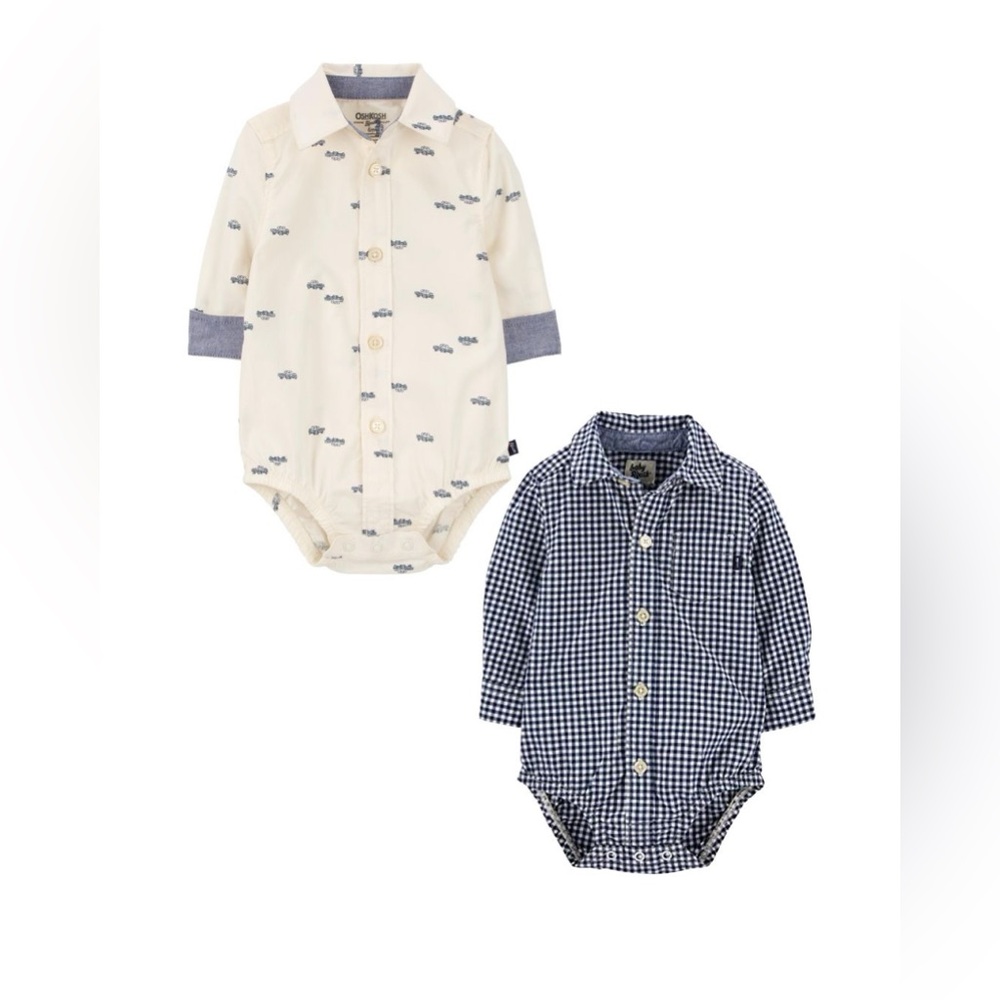 BUNDLE OshKosh B'Gosh Gingham and Car Button Down Body Suits